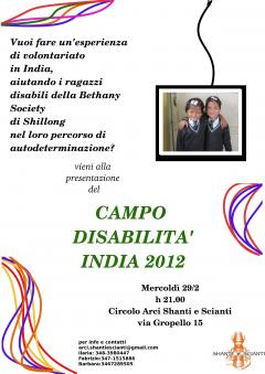 Presentazione campo disabilità India 2012 presso Shanti e scianti